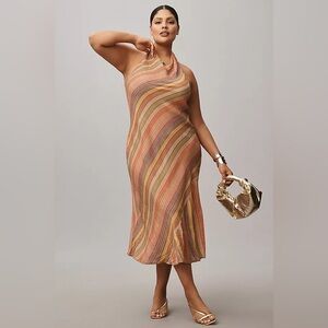 Anthropologie Conditions Apply Reidun Halter Cowl-Neck Midi Dress